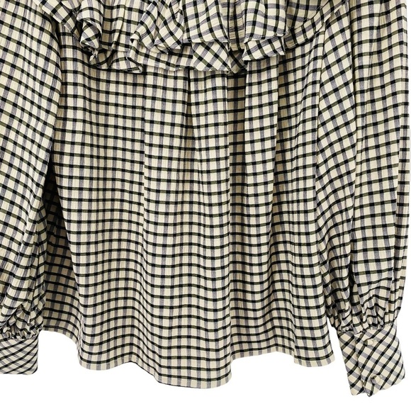 Urban Revivo Check Print Frill Detail Blouse - Sz 2 - Picture 13 of 15